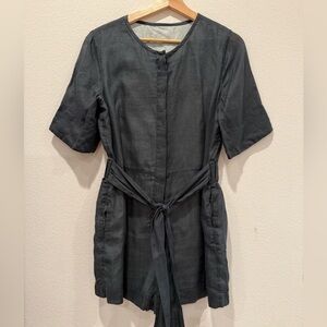 Dark green cotton blend Short Sleeve Romper